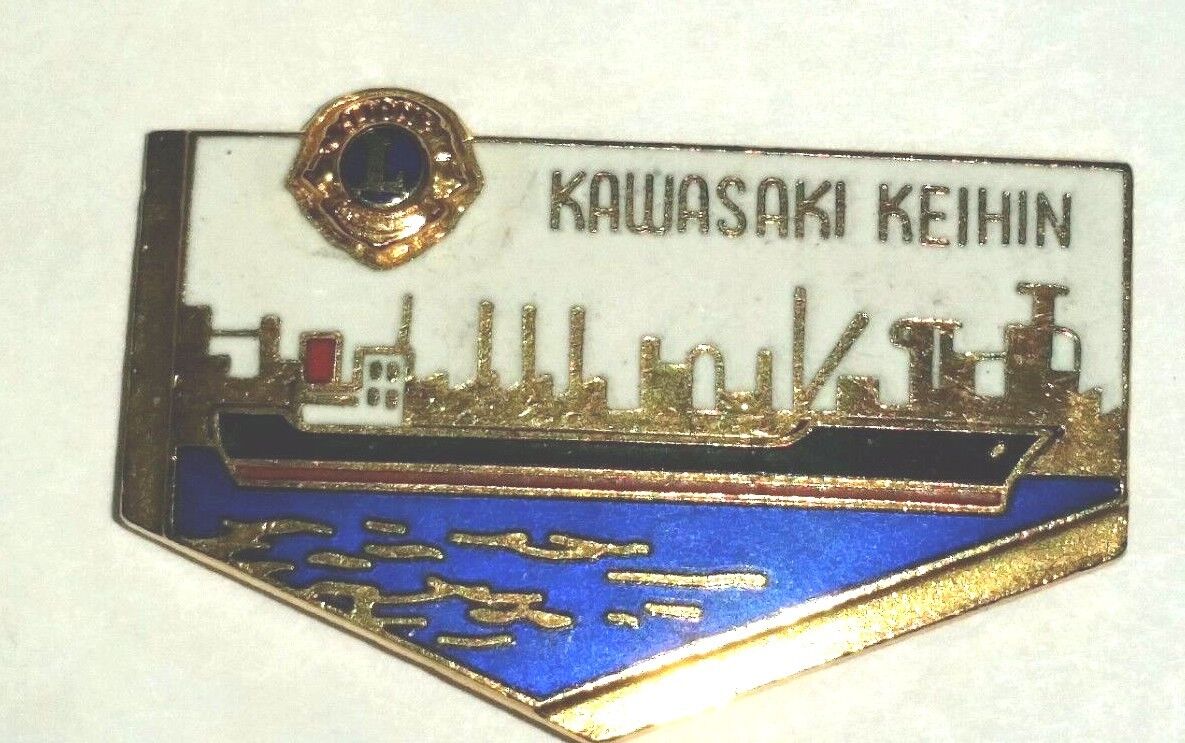 Vtg rare KAWASAKI KEIHIN Lions International Pin Brooch-Back Pin