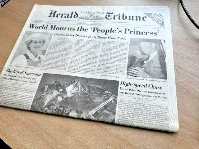 International Herald Tribune - Paris - 4 September 2000 Diana Death