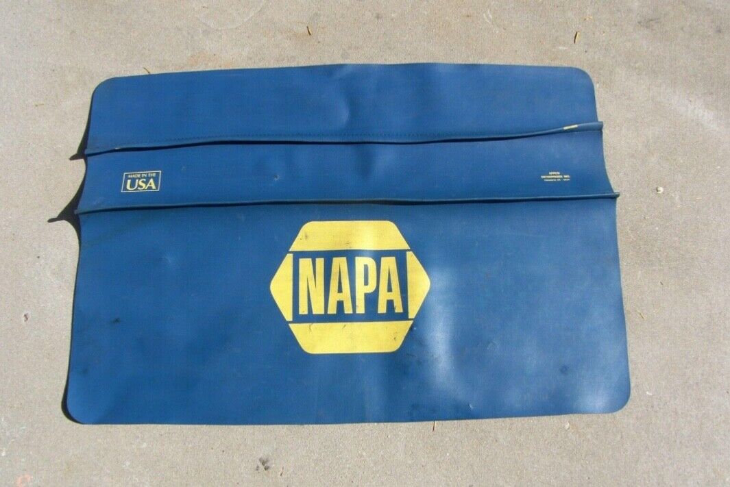 Rare Blue & Yellow Vintage NAPA EPPCO Fender Cover Mat Protector USA Advertising
