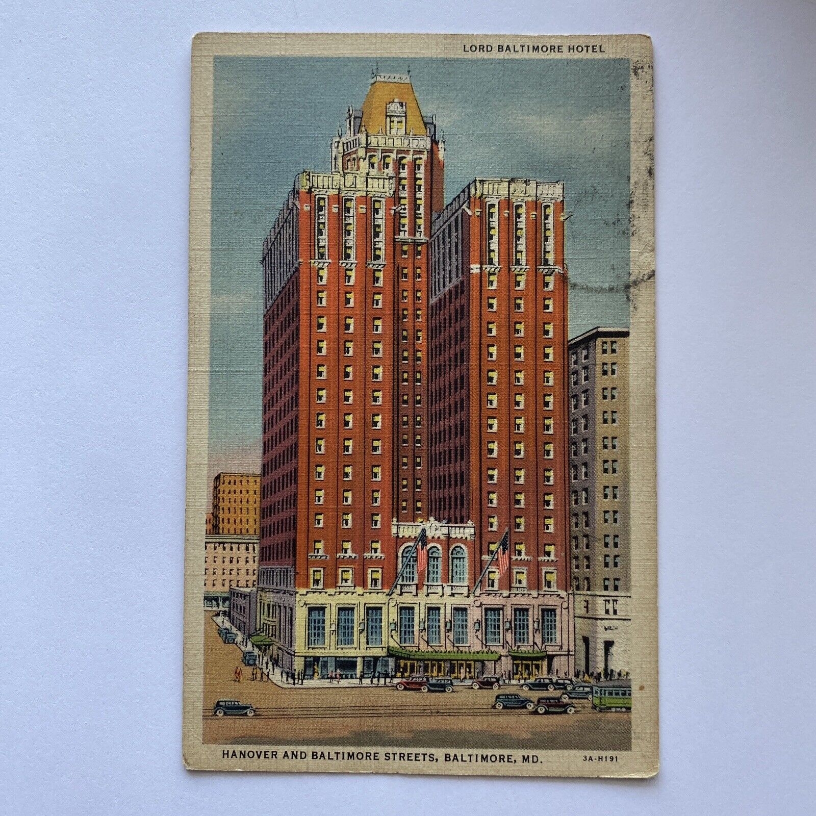 1949 Lord Baltimore Hotel Hanover Baltimore Street MD Posted 1949 Linen Postcard