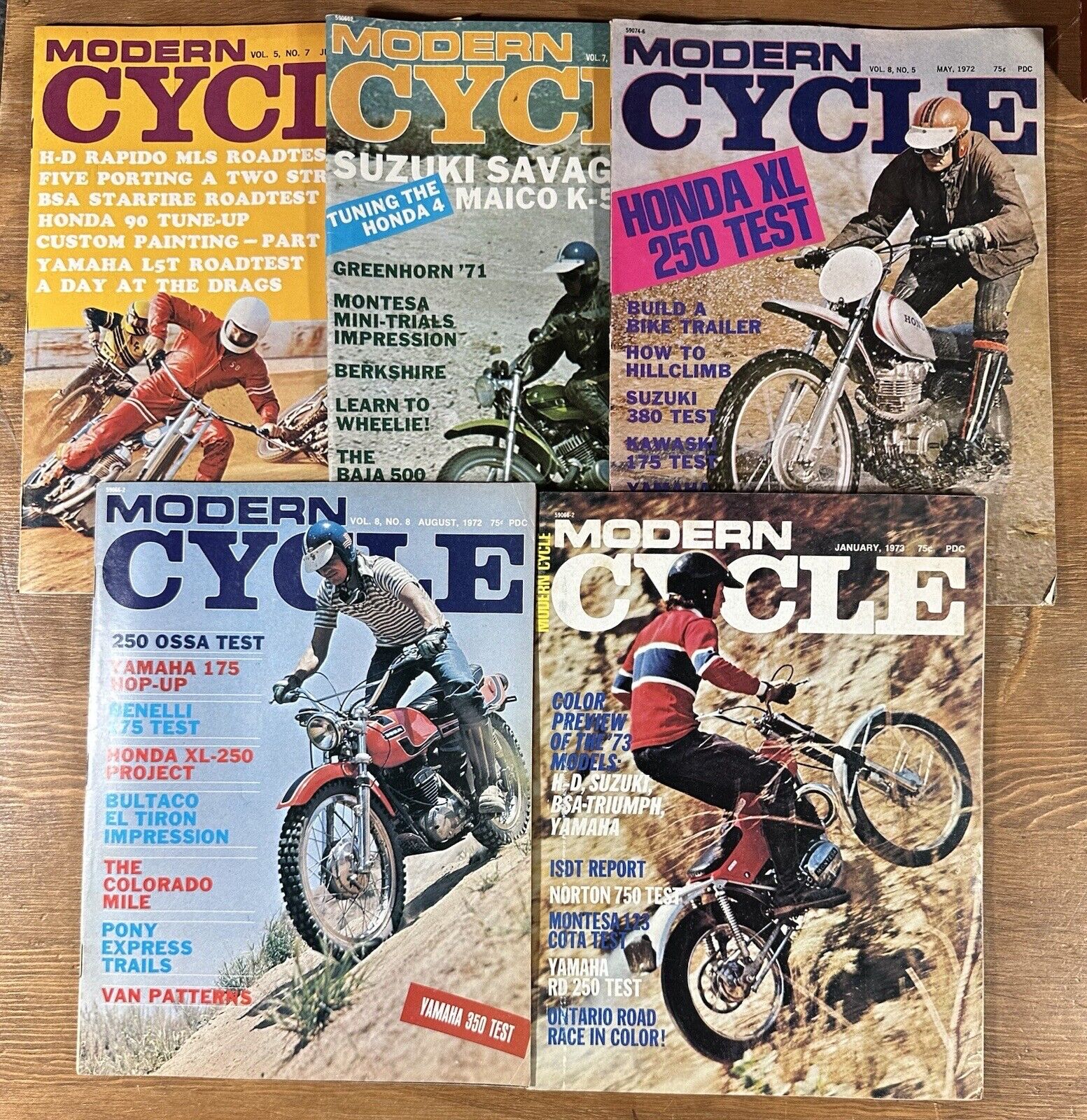 Vintage 1972/1973 Lot 5 Modern Cycle Magazine Dirt Bikes Motorcycles Motocross