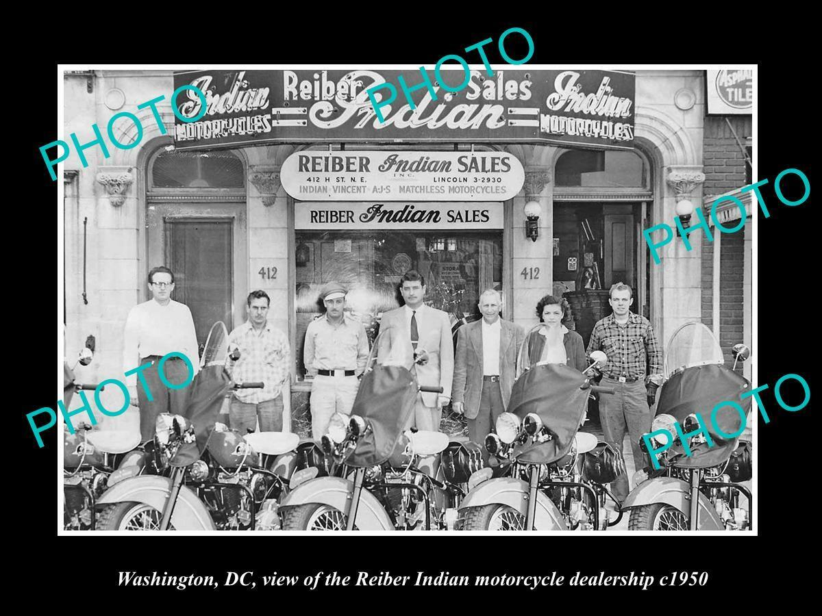 OLD 6 X 4 HISTORIC PHOTO OF WASHINGTON DC THE INDIAN MOTORCYCLE STORE c1950