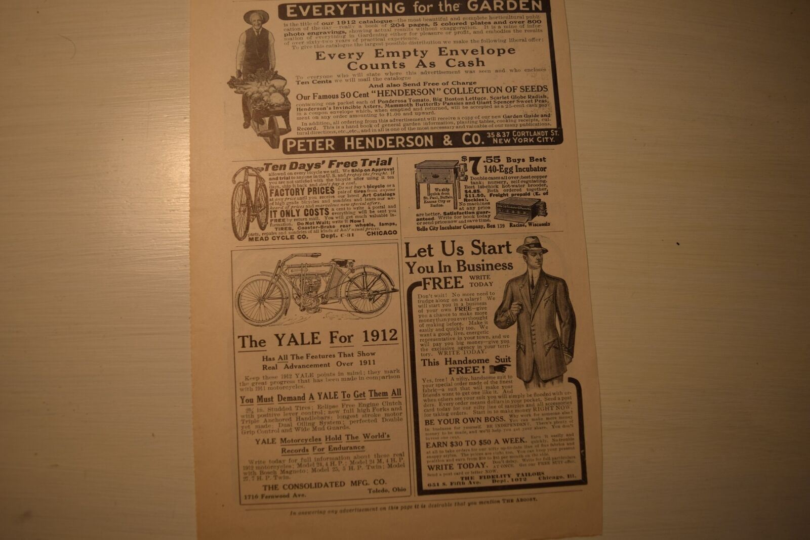 1909 Yale Motorcycle Consolidated Mfg Co Toledo Ad The Argosy Magazine - RA3B40