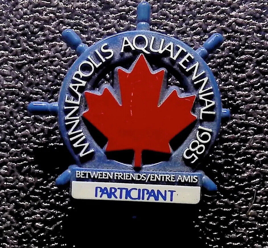 MINNEAPOLIS AQUATENNIAL PARTICIPANT 1985 VINTAGE BETWEEN FRIENDS BUTTON PIN