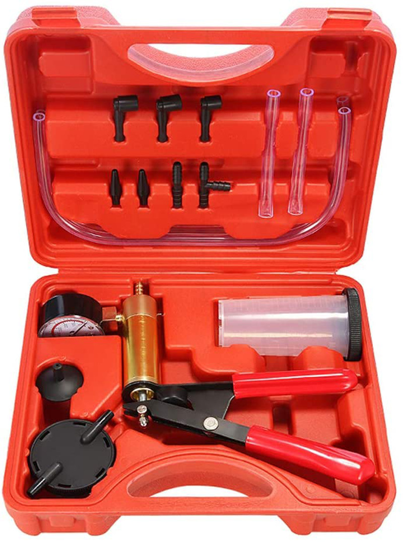 16Pcs Brake Bleeder Kit Hand Held Vacuum Pump Tester with Adapters for Automotiv