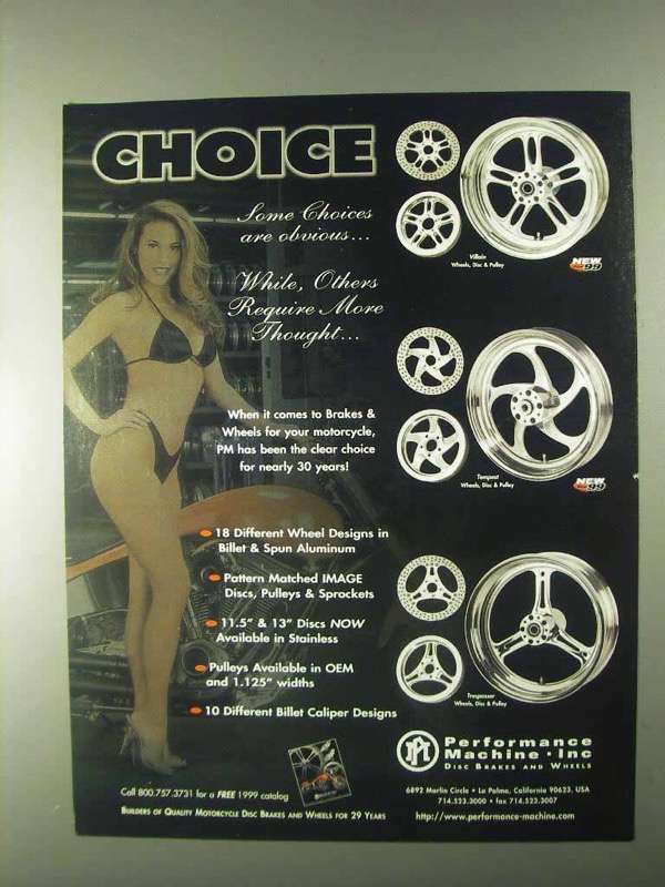 1999 Performance Machine Wheels, Disc & Pulleys Ad - Choice