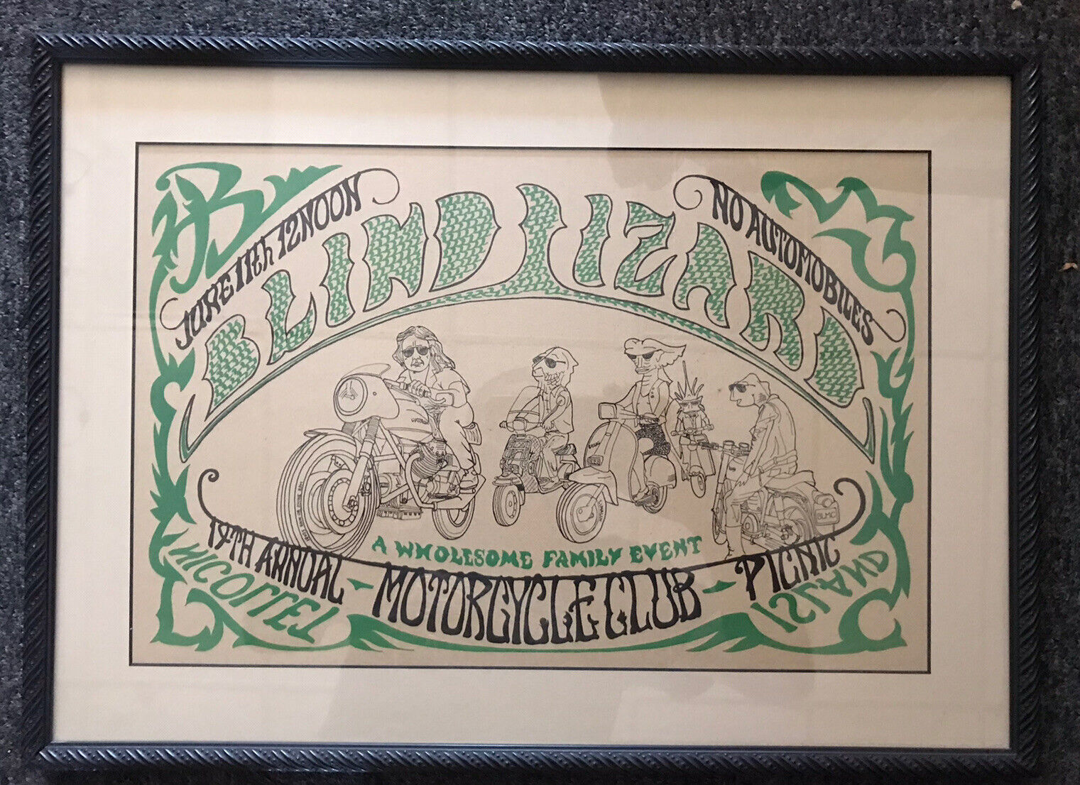 Blind Lizard Motorcycle Club Original Art 19th 1995 Annual Picinic Minneapolis