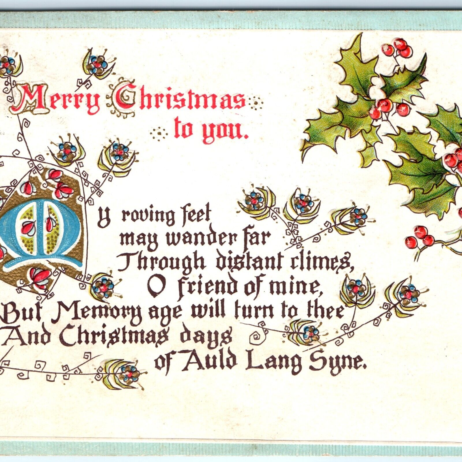 1914 American Red Cross Stamp Merry Christmas Postcard New Year Vtg A68