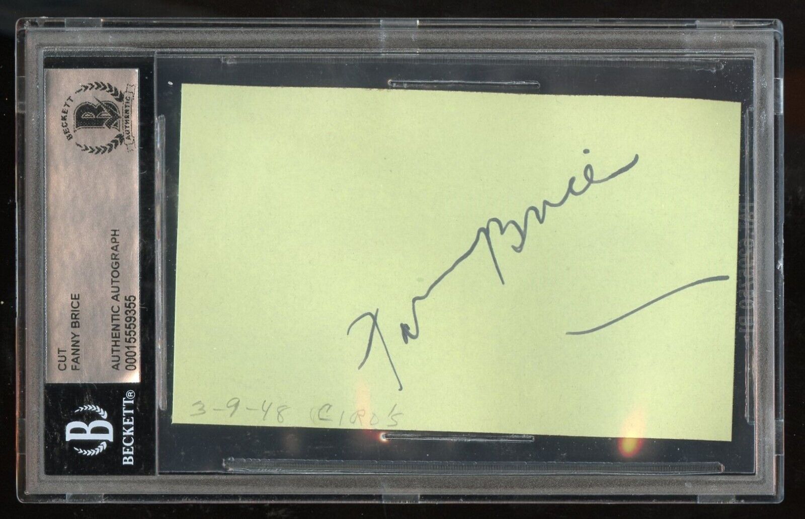 Fanny Brice d1951 signed autograph 2x3 cut Actress in The Baby Snooks Show BAS