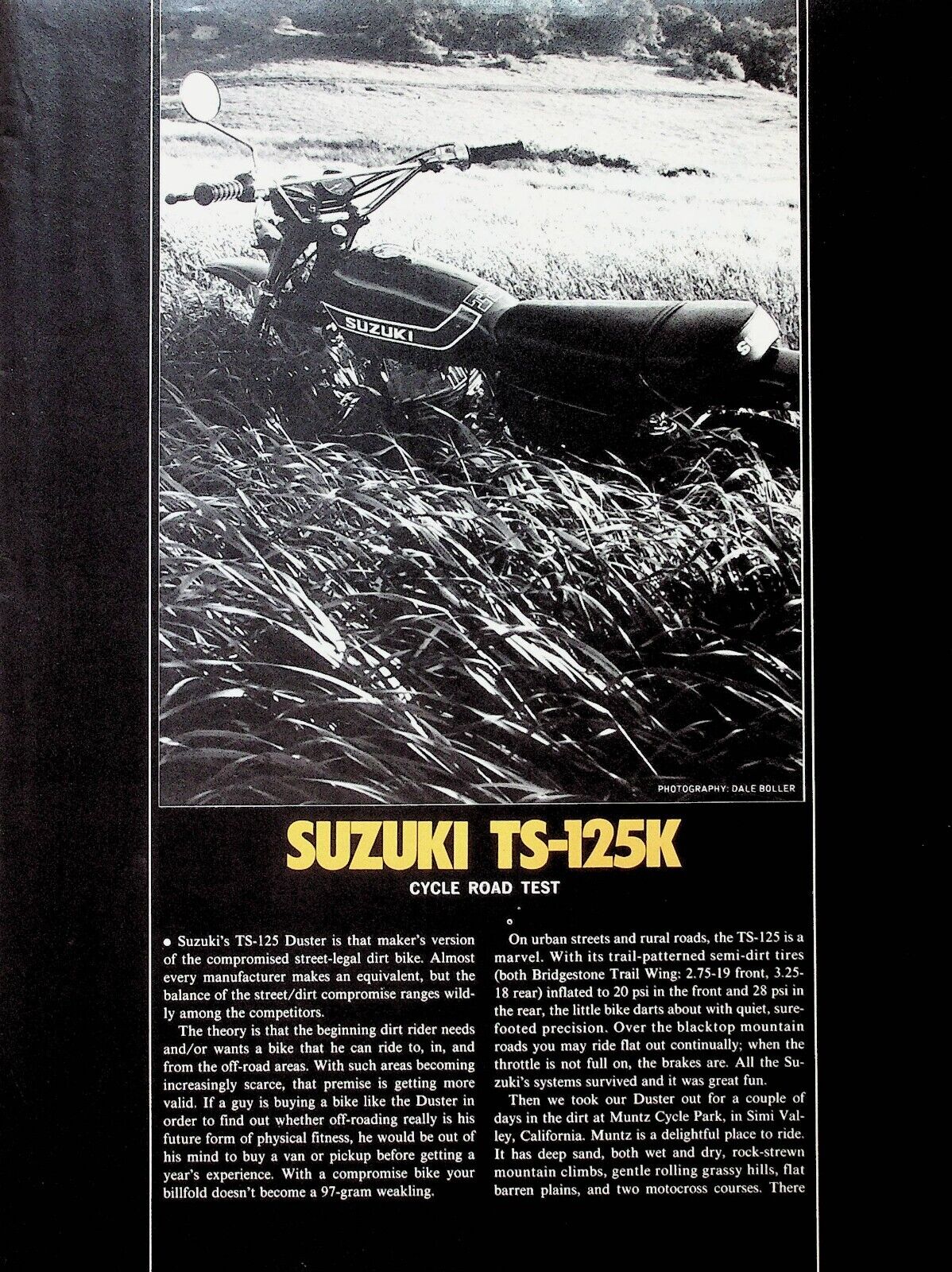 1973 Suzuki TS125K - 4-Page Vintage Motorcycle Road Test Article