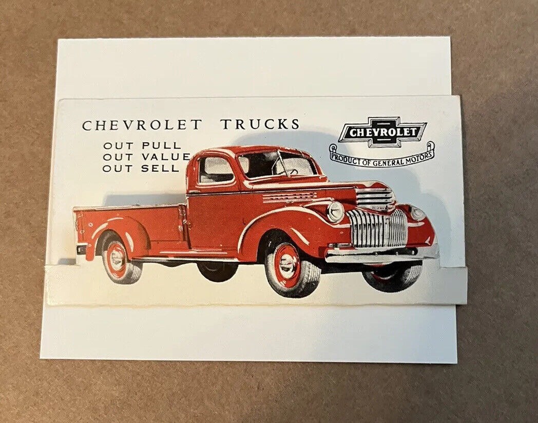 1941-46 Die Cut Chevrolet pickup car salesman business card