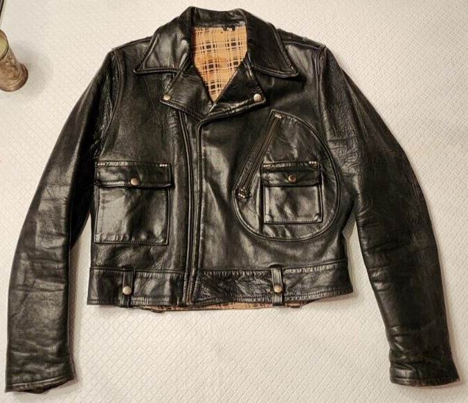VTG 1940s 1950s Harley Davidson Cycle Champ D Pocket Leather Motorcycle Jacket