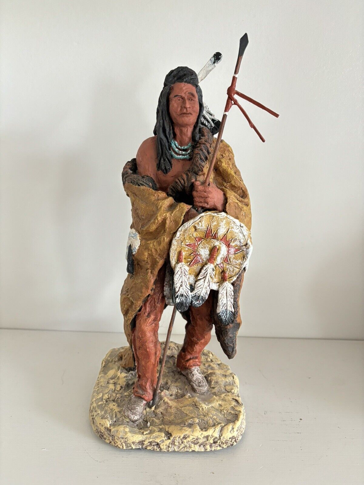 Daniel Monfort Signed Sculpture Of Native American Man 1998