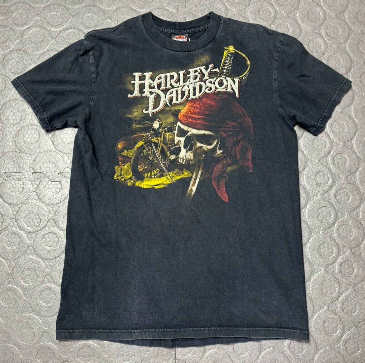 Harley Davidson Black Crand Cayman, B.W.I Motorcycle T-Shirt Adult Size M
