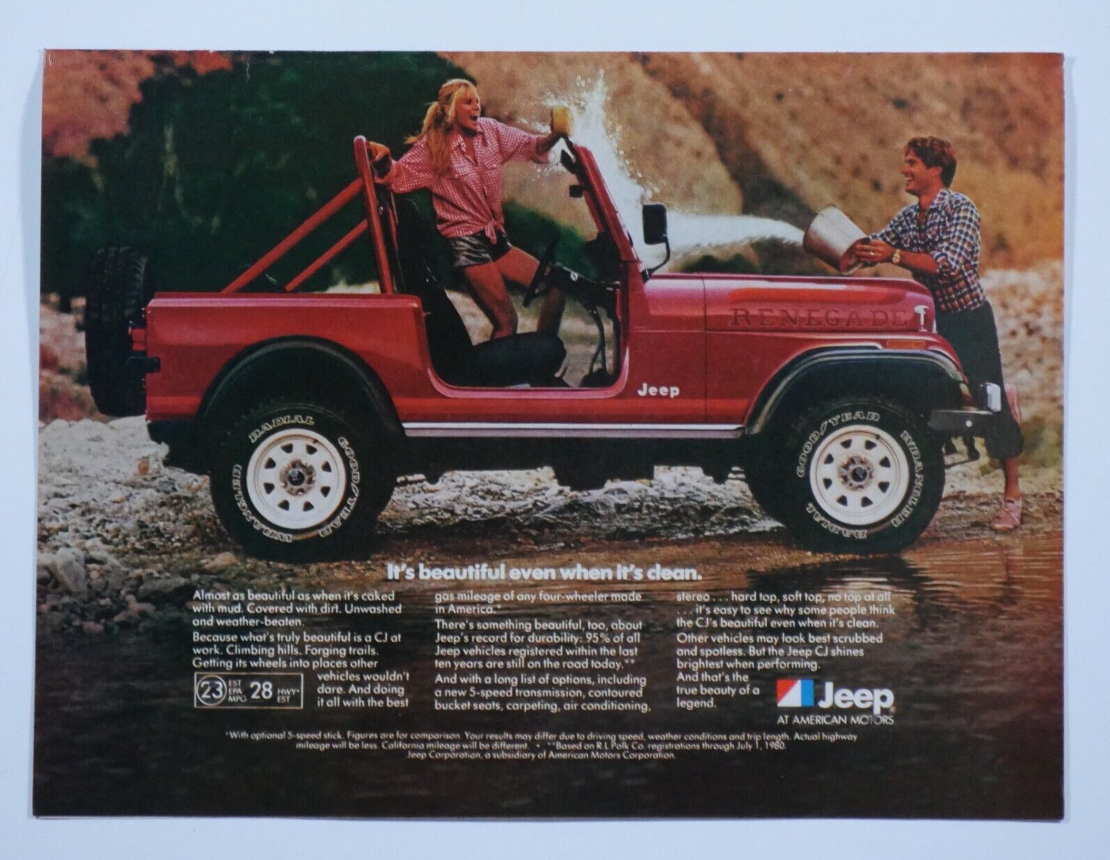 1982 Jeep Renegade Vintage Beautiful Even When Dirty Original Print Ad 8.5 x 11\