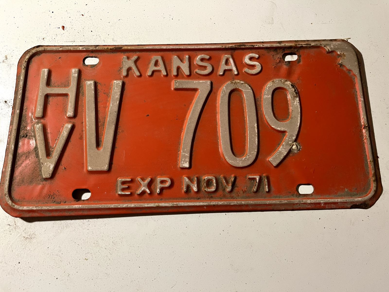 Vintage 1971 Harvey County Kansas License Plate V709
