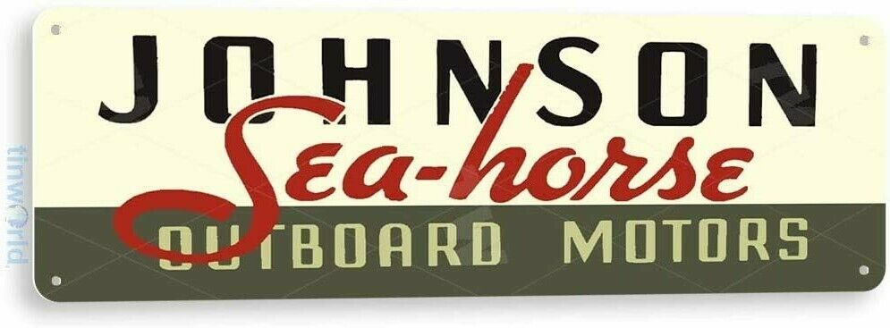 Johnson Sea-Horse Outboard Motors Boating Fishing Metal Sign 4 x 11 Inches