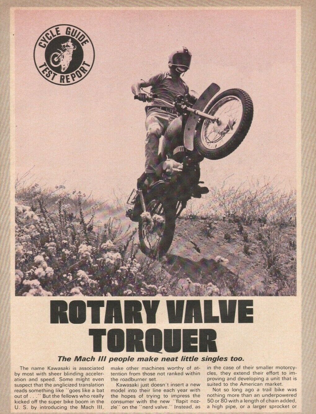 1972 Kawasaki 125 Rotary Valve Torquer - 5-Page Vintage Motorcycle Test Article