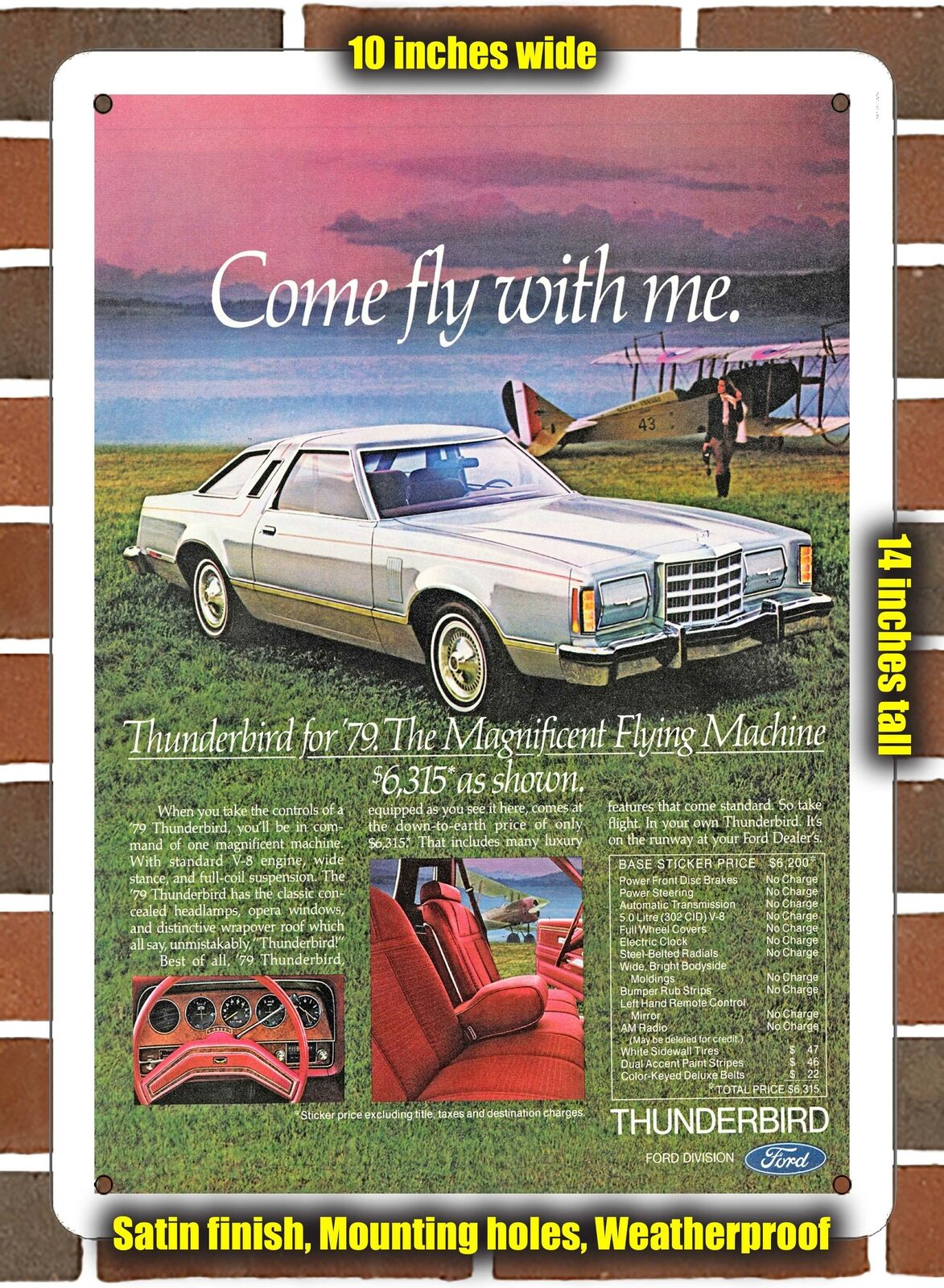 Metal Sign - 1979 Ford Thunderbird- 10x14 inches