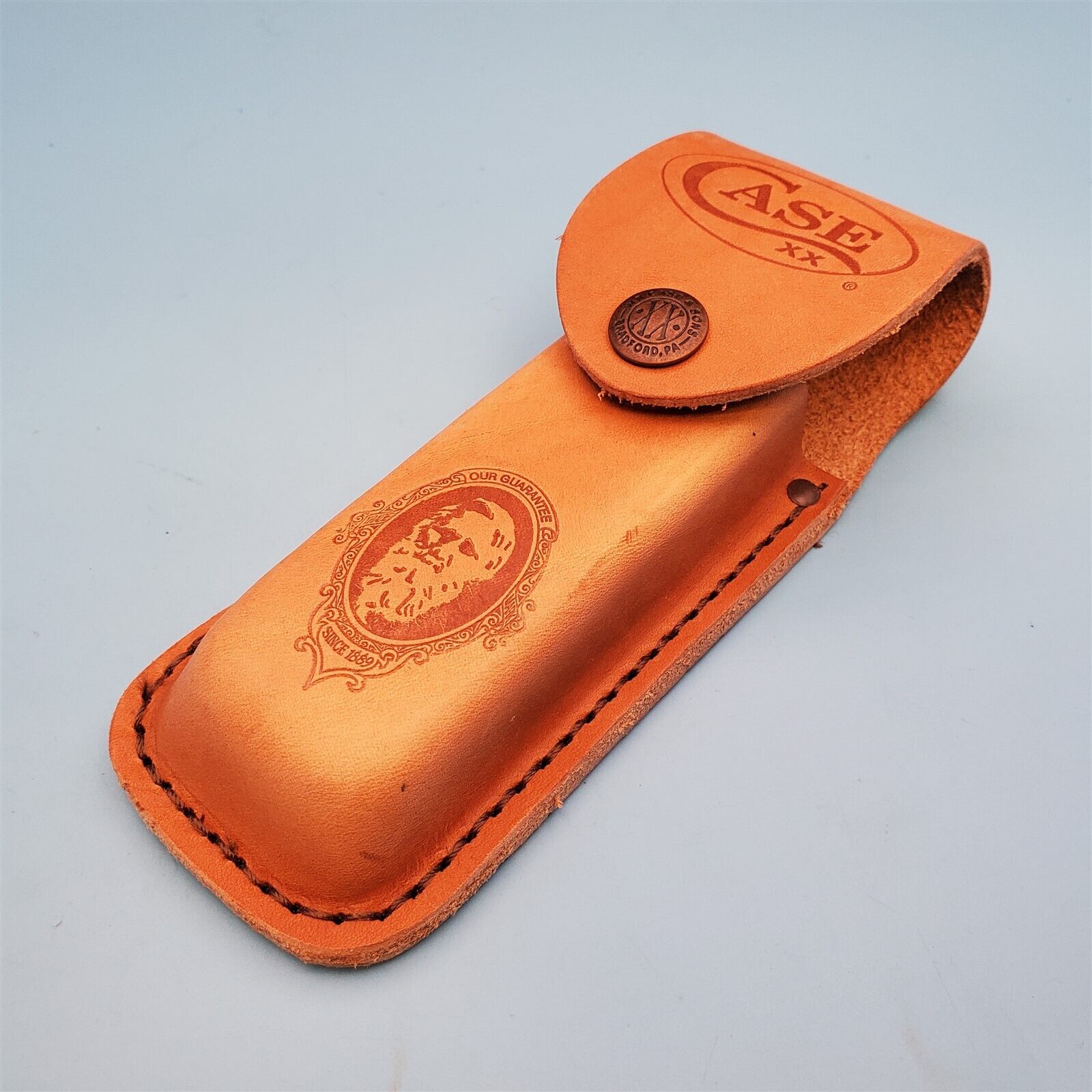 Case XX Pocket Knife Sheath Brown Leather Folding Blade Hunter Case 6\