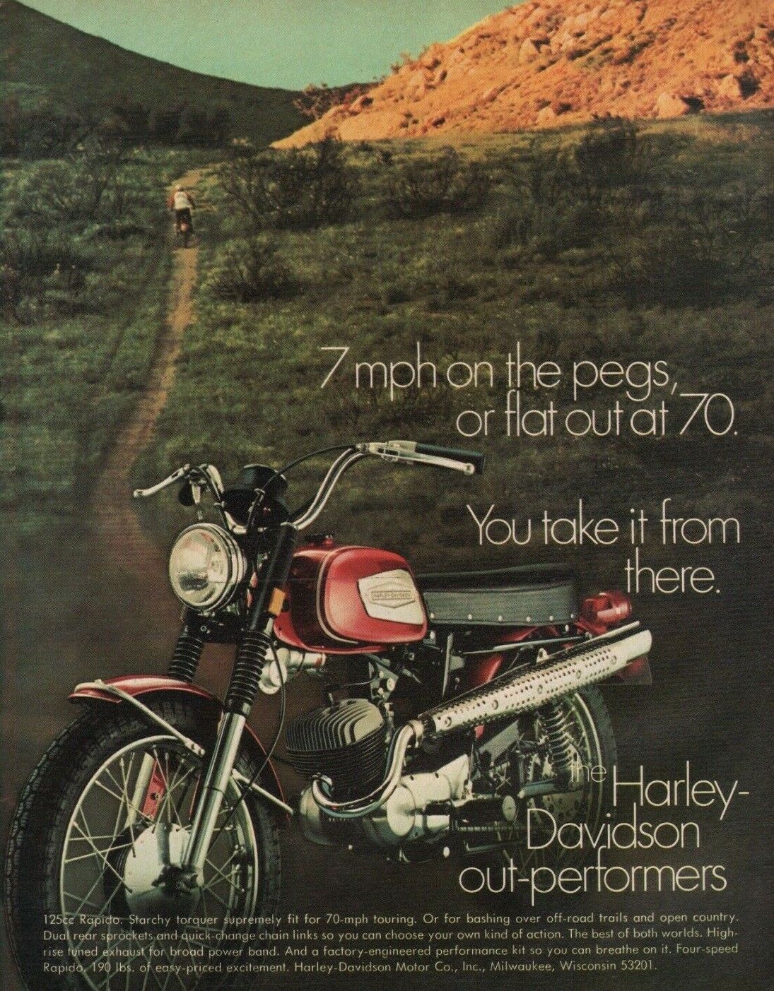 1969 Harley-Davidson 125cc Rapido - Vintage Motorcycle Ad