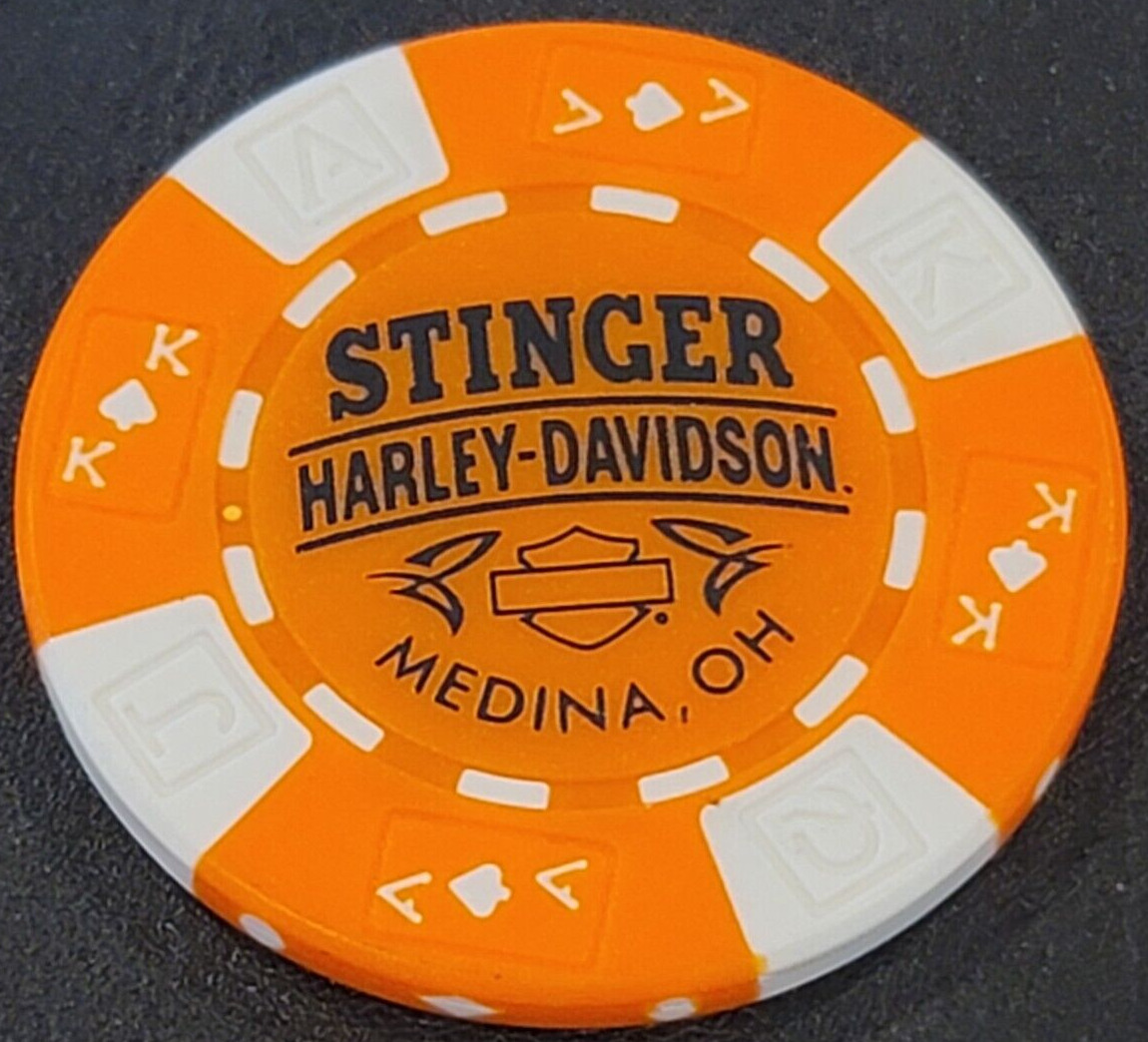 STINGER HD ~ OHIO (Orange AKQJ) Harley Davidson Poker Chip