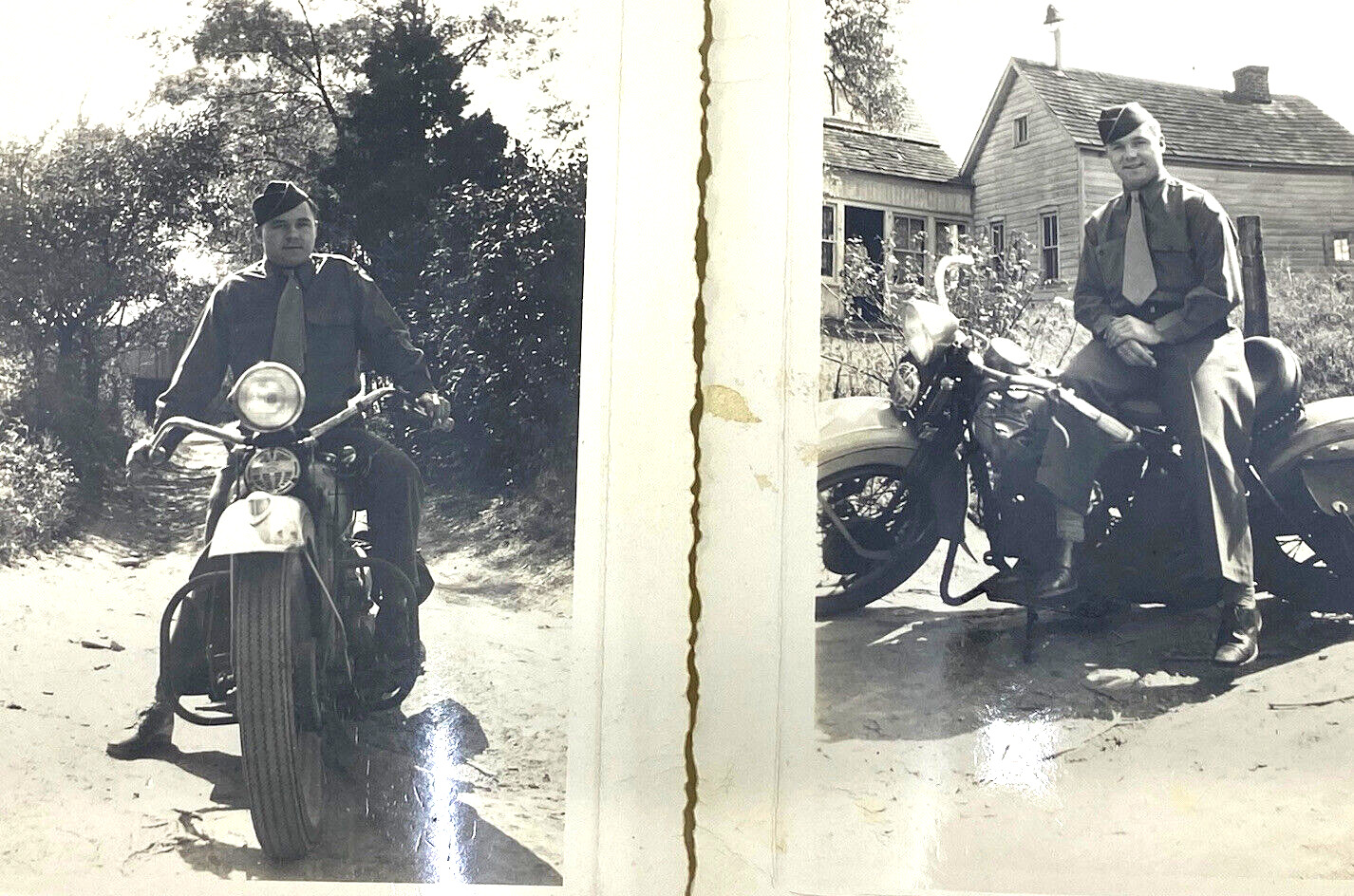 1940s Harley Davidson Military Motorcycle B/w Photographs (2) Original WWII
