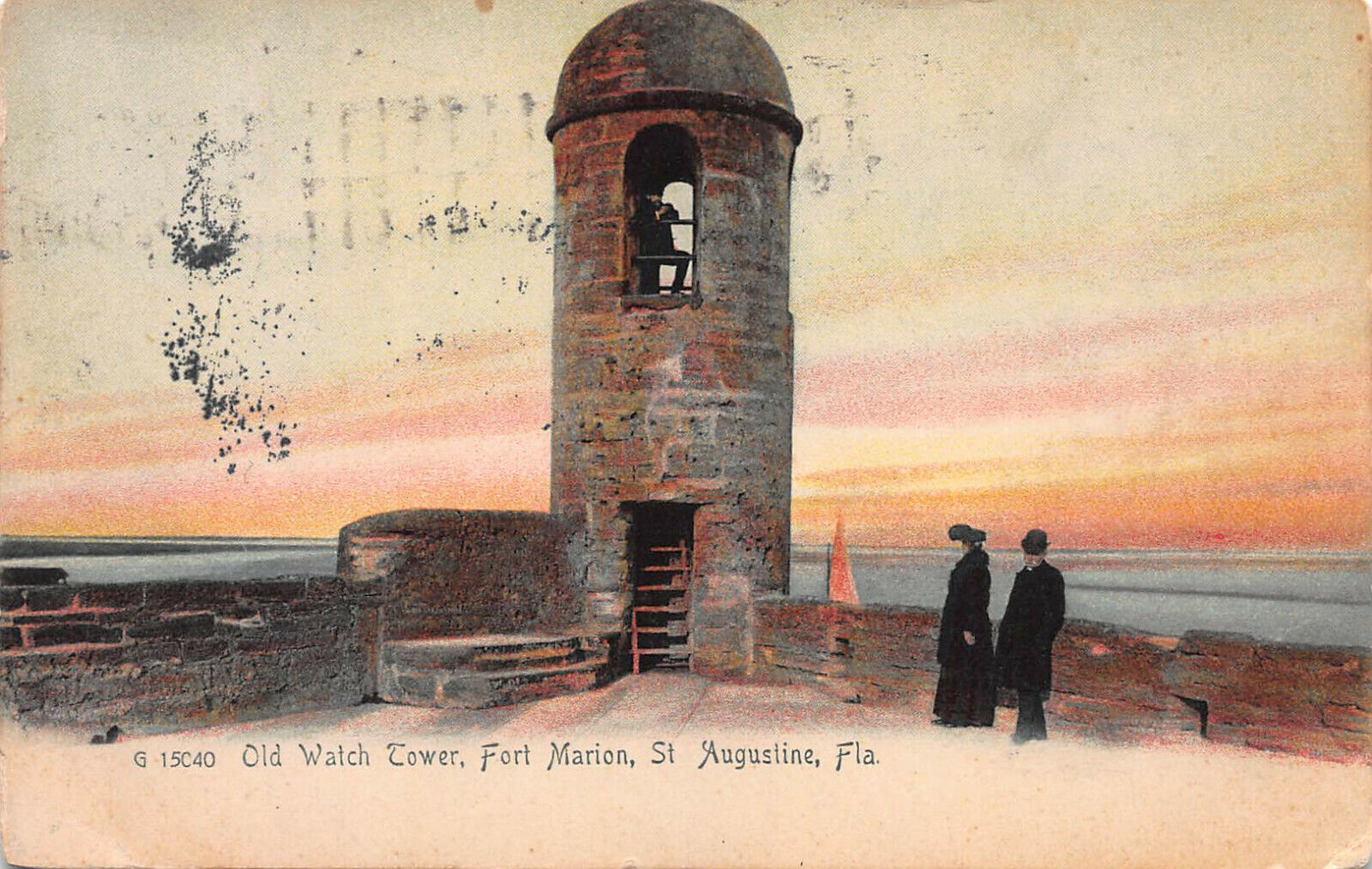 Old Watch Tower, Fort Marion, St. Augustine, FL, Early Postcard, Used in 1906