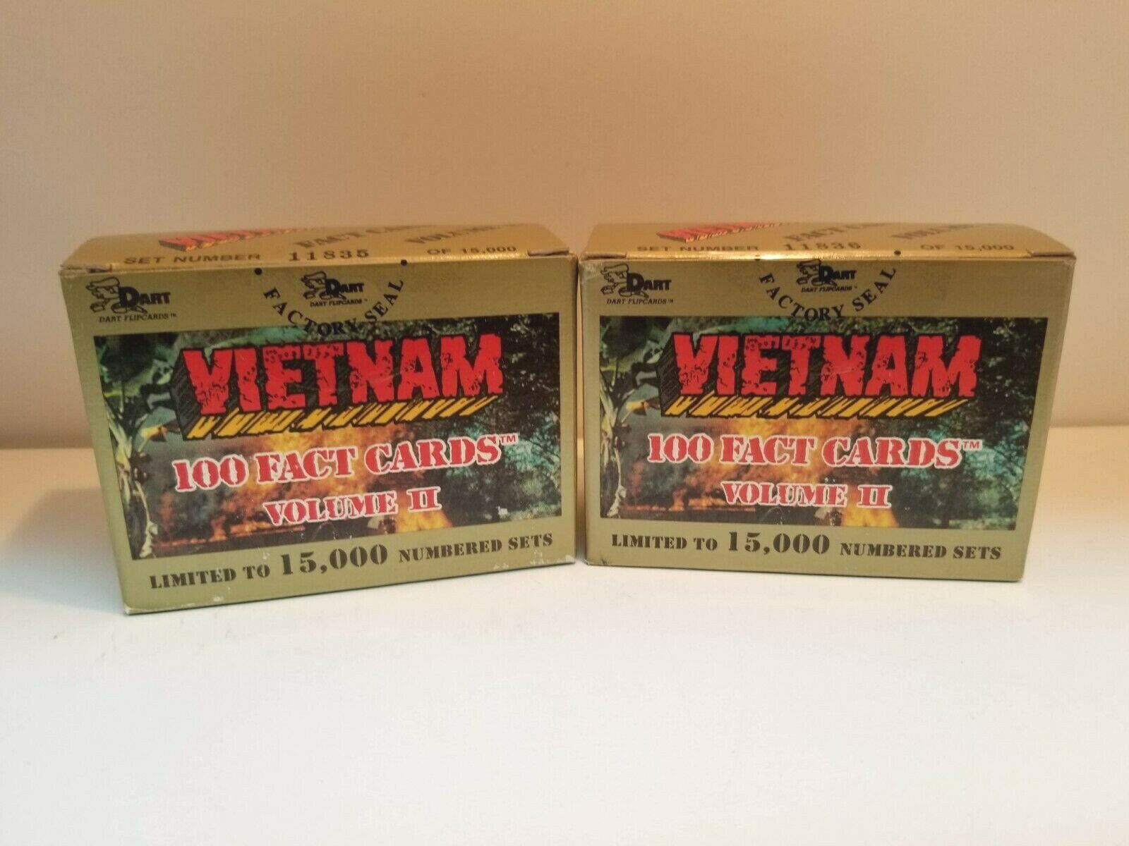 2 BOX LOT SET Vietnam War Fact Cards Trading Card Set Dart Flipcardz 1991
