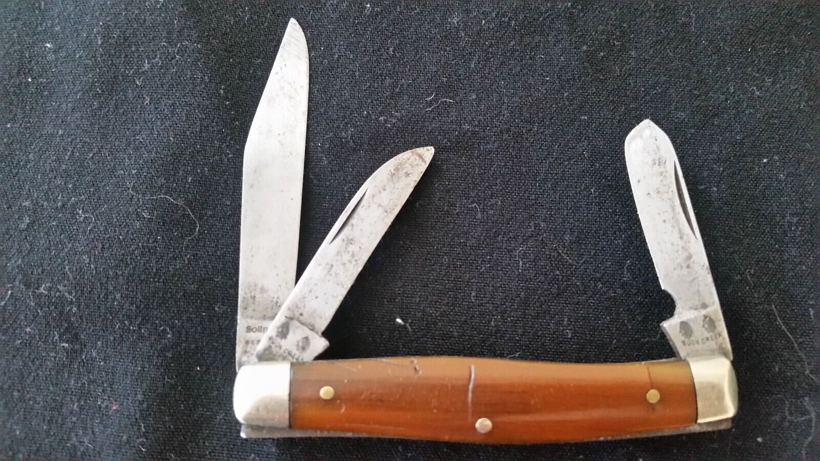 Vintage Buck Creek Indian Head Knife Solingen Germany VG Condition 