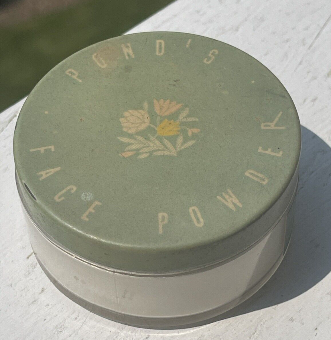 Vintage POND'S FACE POWDER Glass Jar Light Cream USA FULL 1930s