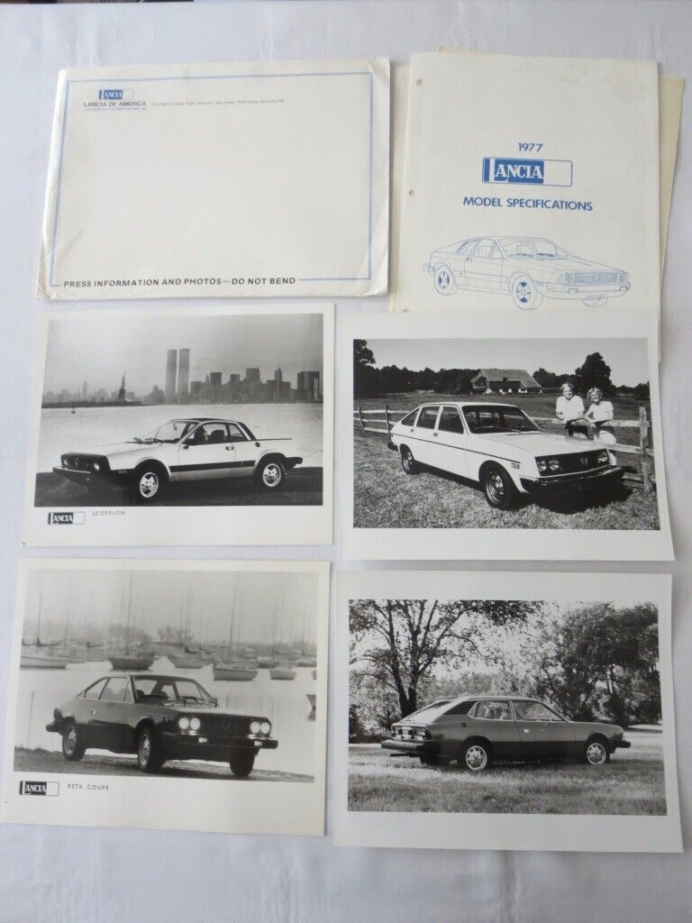 1977 Lancia Press Kit Brochure Photos Beta HPE Coupe Scorpion Sedan + 