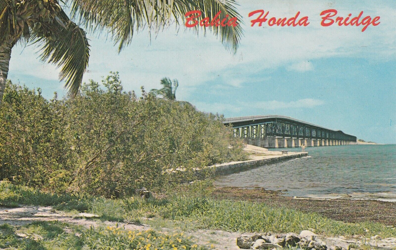Vintage Postcard Florida Keys Bakia Honda Bridge Posted
