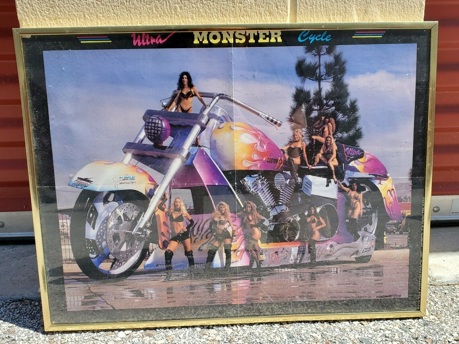 VTG Ultra Monster Cycle Motorcycle Biker Babes Poster Framed Ultra Custom Coach
