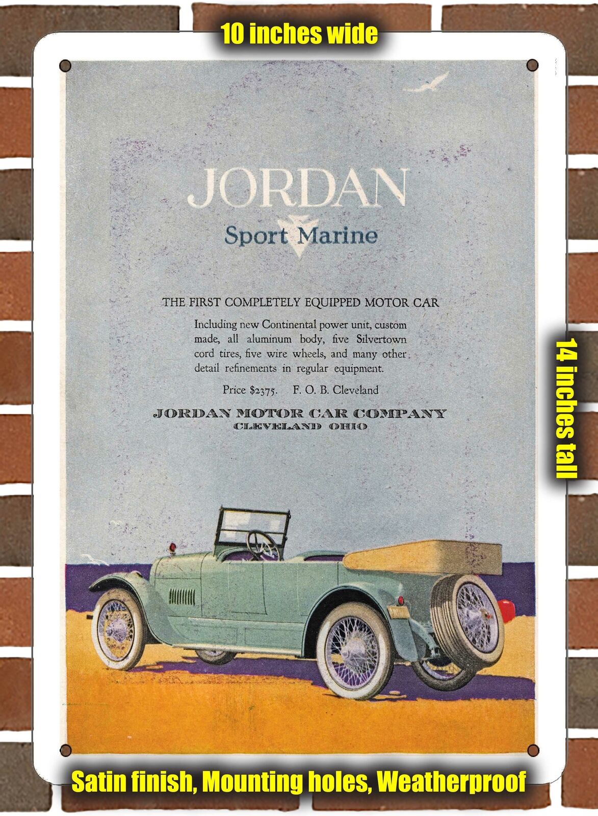 Metal Sign - 1918 Jordan Sport Marine- 10x14 inches