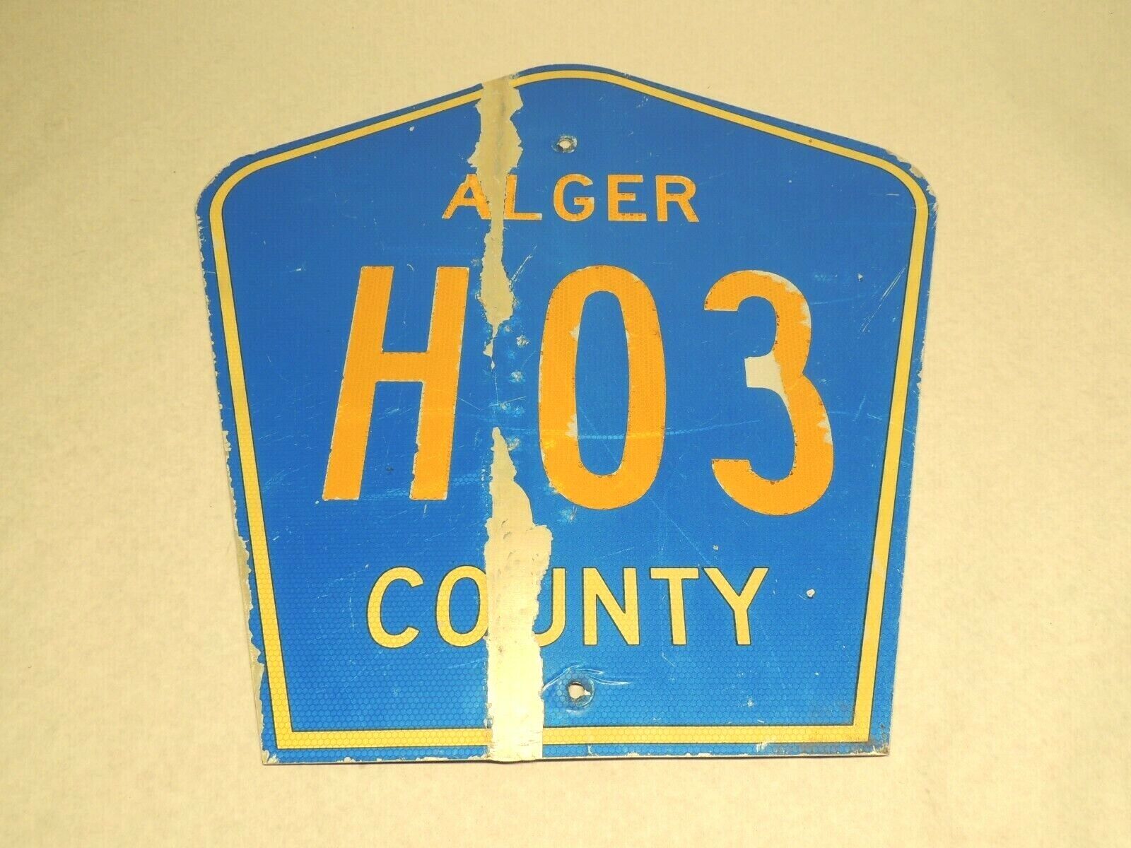 Authentic Retired Alger County H03 Michigan Highway Road Sign Upper Peninsula