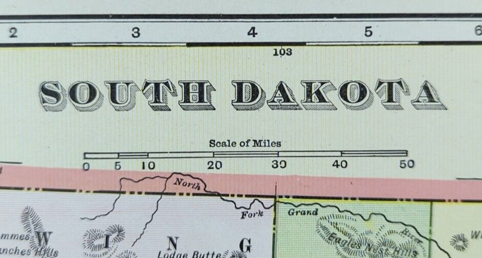Vintage 1901 SOUTH DAKOTA Map 22\