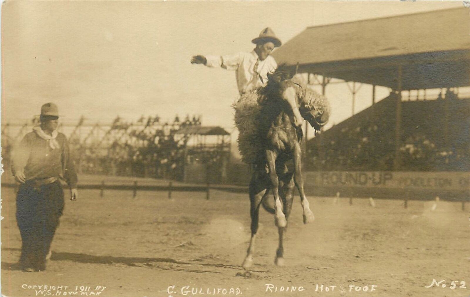 Postcard RPPC 1911 Oregon Pendleton Rodeo Cowboy Bowman OR24-3691