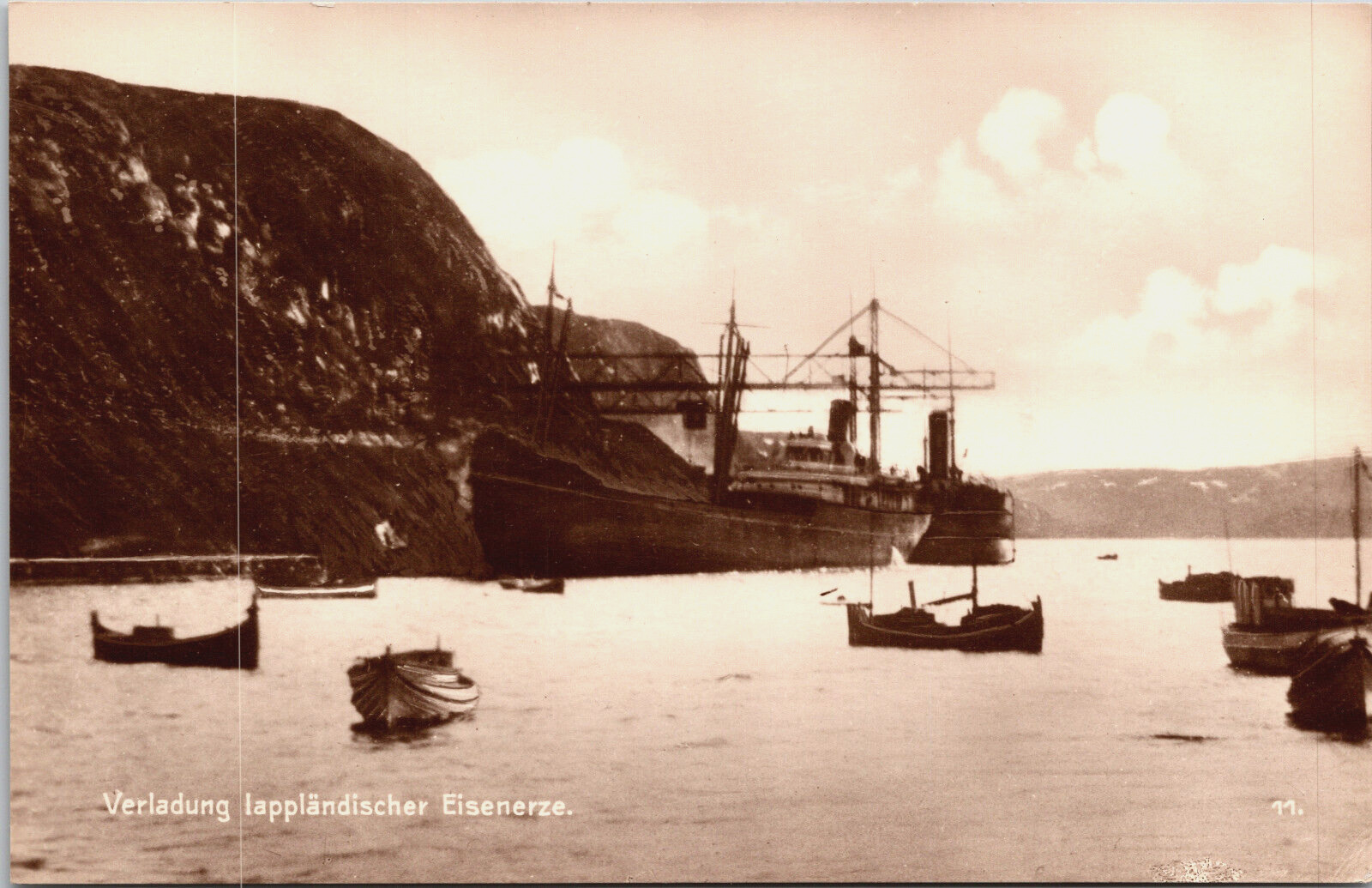 Loading Iron Ore Ship South Varanger Norway Trinks-Bildkarte Postcard RPPC