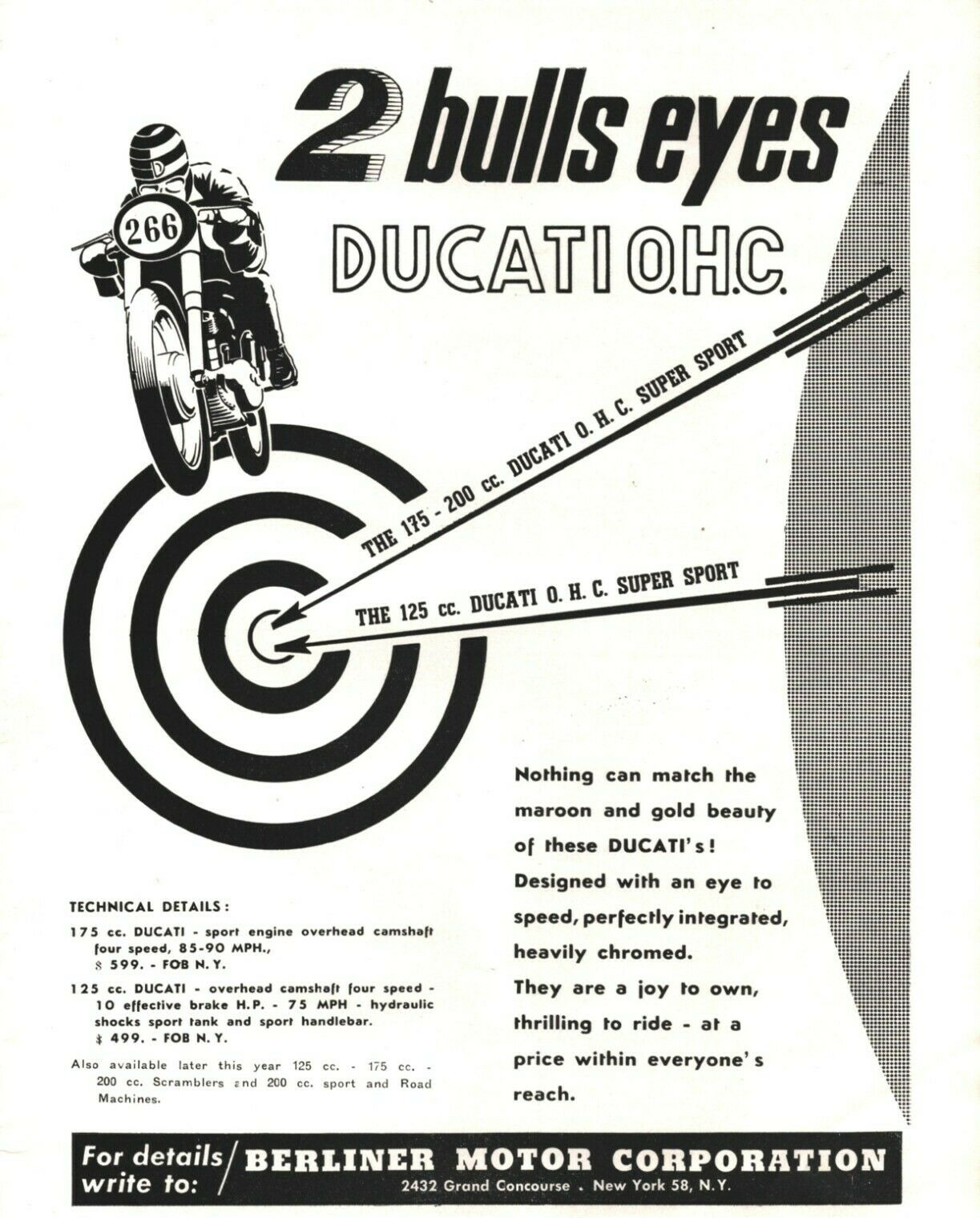 1958 Ducati O.H.C. Super Sport - Vintage Motorcycle Ad