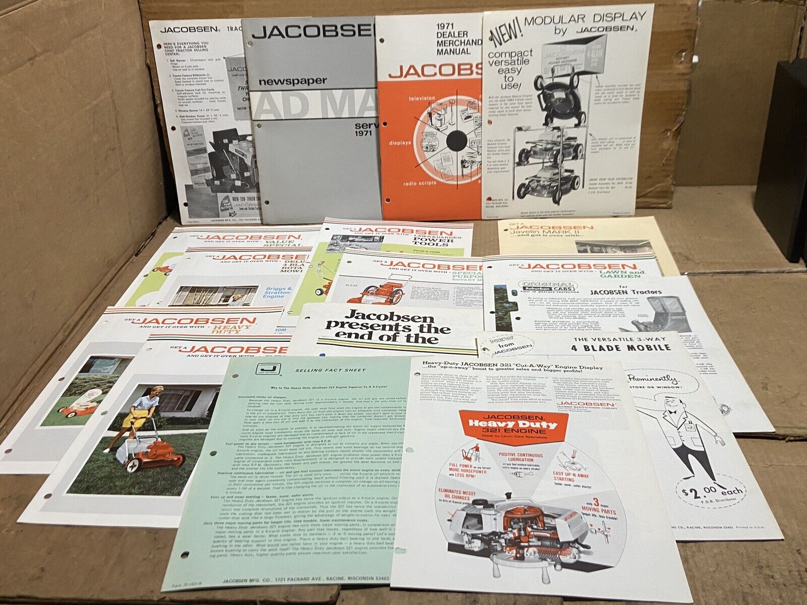 1970 1971 Jacobsen Dealer Merchandising, Advertising Catalog & Tractor Brochures