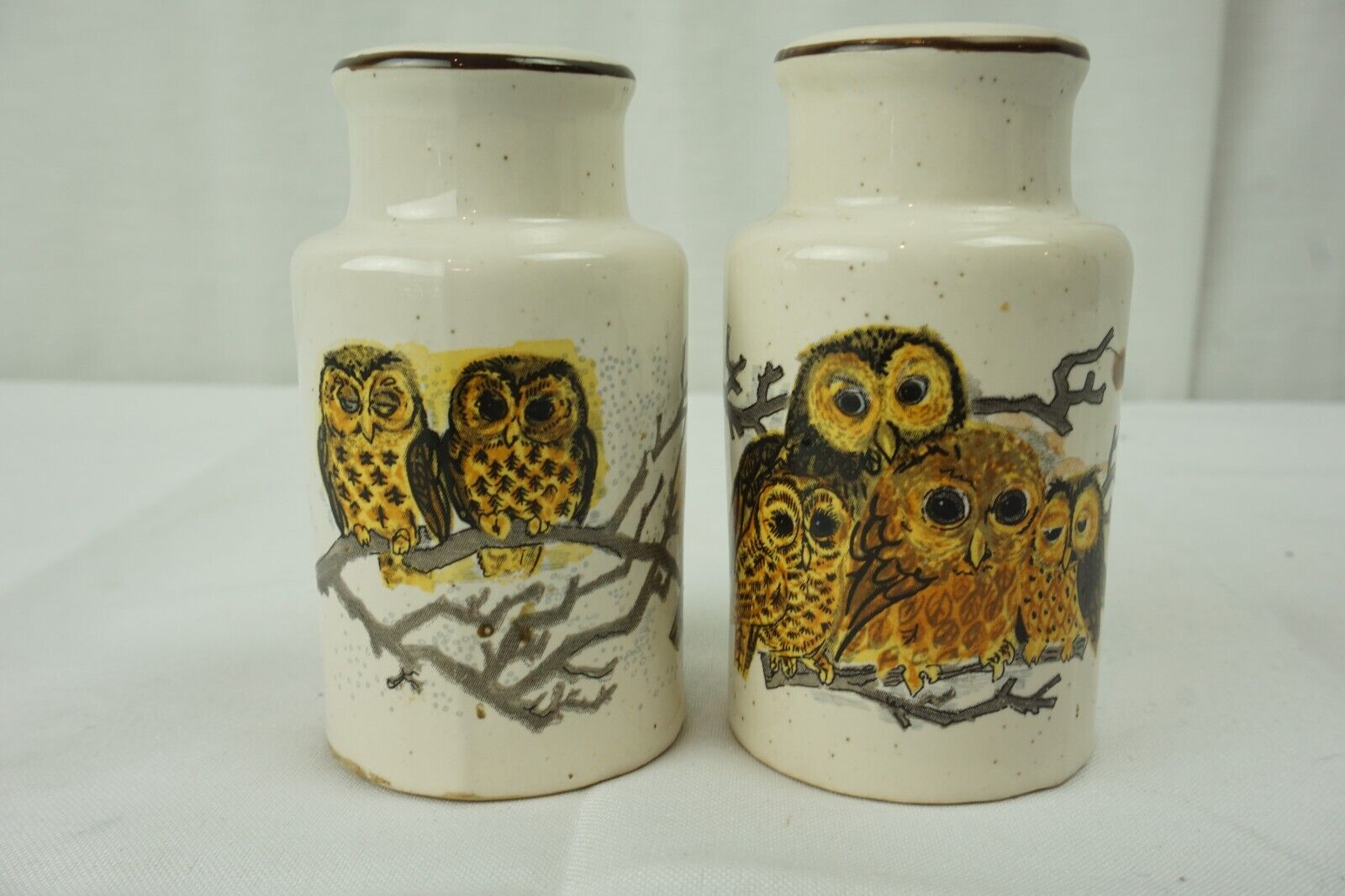 Owl Family Salt and Pepper Shakers Ceramic Enesco