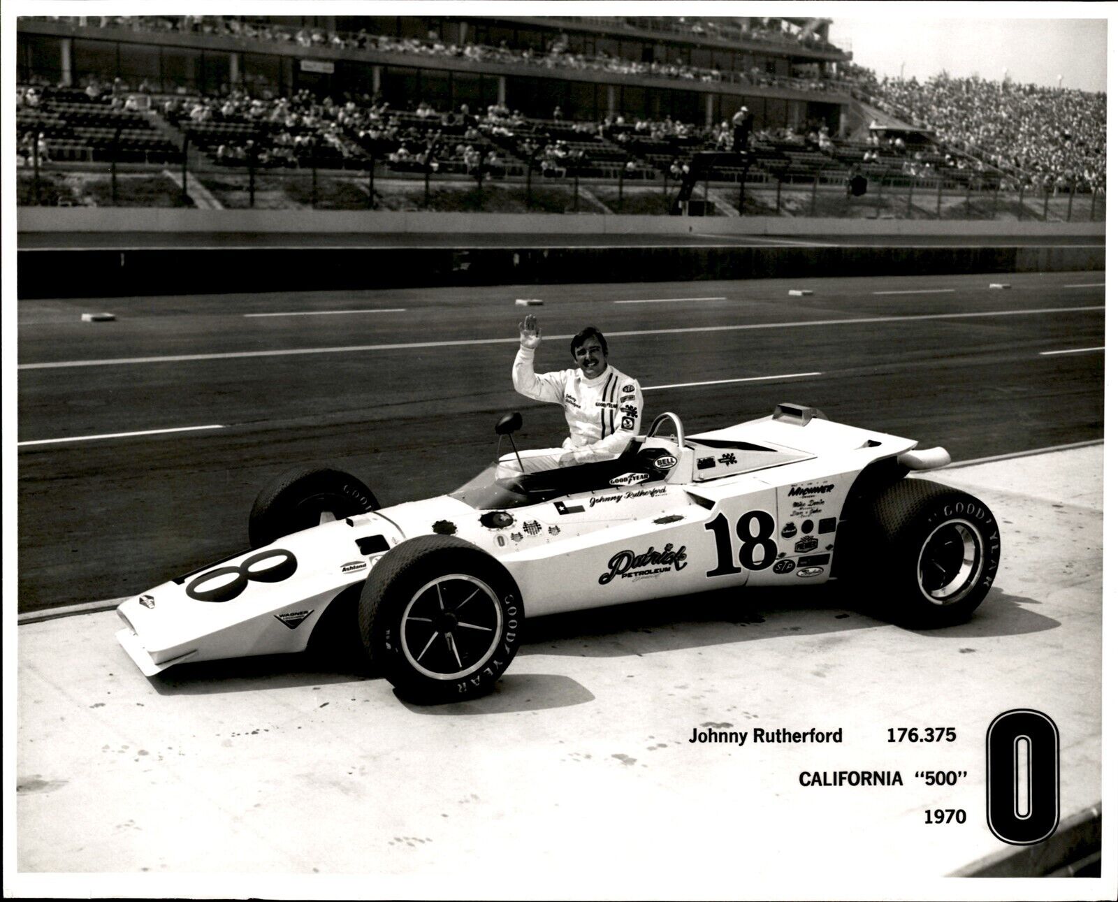 LD321 1970 Orig Darryl Norenberg Photo JOHNNY RUTHERFORD #18 CALIFORNIA 500 RACE