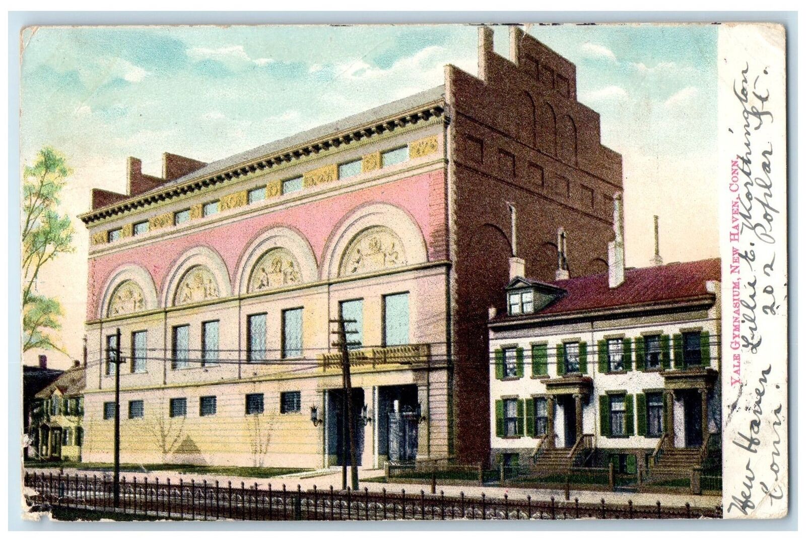 1907 Yale Gymnasium Building Entrance New Haven Connecticut CT Antique Postcard