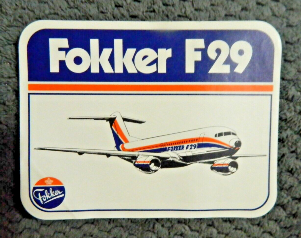 Vintage  Fokker F 29 Airlines Luggage Label Decal Sticker Tag Airplane
