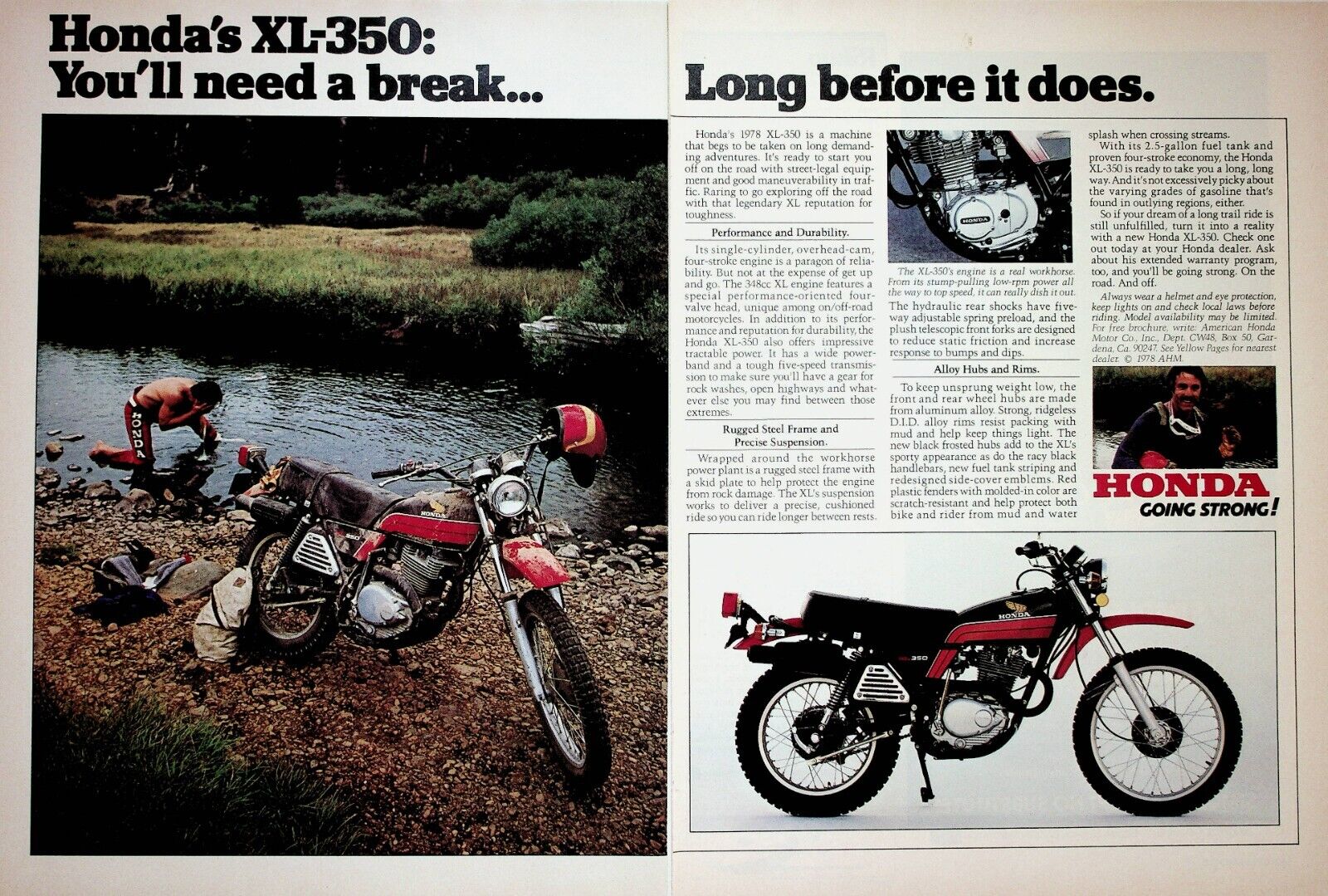 1978 Honda XL350 - 2-Page Vintage Motorcycle Ad