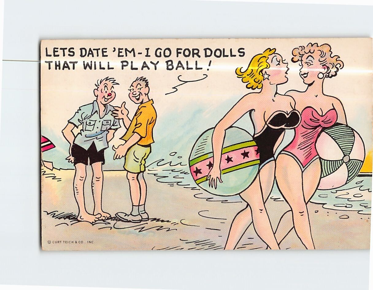 Postcard Lets Date Em I Go For Dolls That Will Play Ball With Comic Art Print