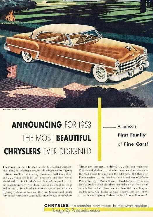 1953 Chrysler 2-door - Original Advertisement Print Art Car Ad J620