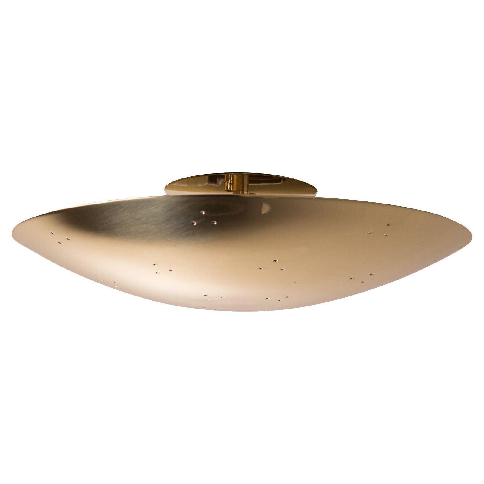 Two Enlighten 'Rey' Perforated Dome Ceiling Lamp in Polished Brass