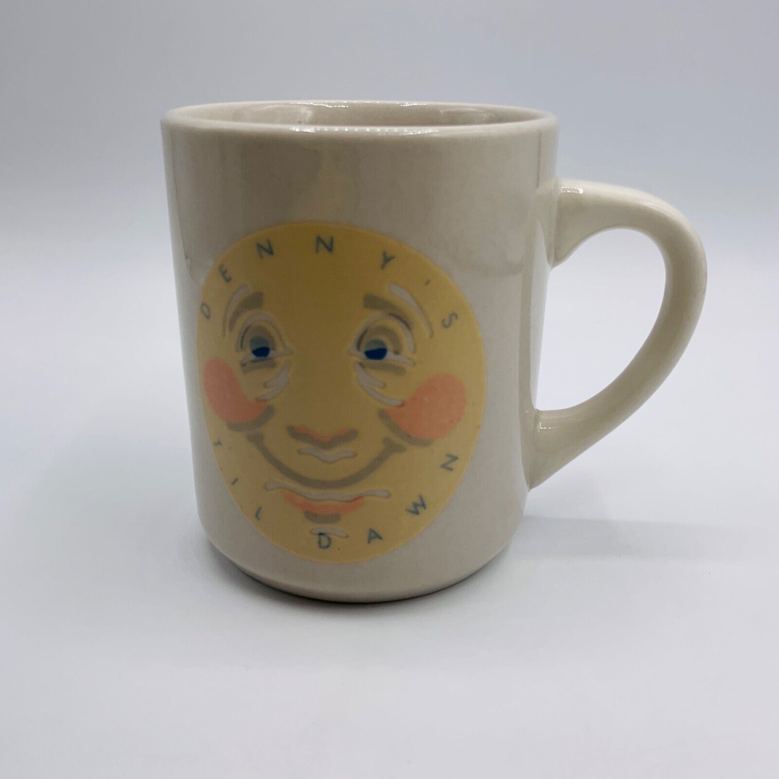 VTG Denny's Coffee Mug Till Dawn Sleepy Smiling Moon Heat Activated Tea Cup 9 oz